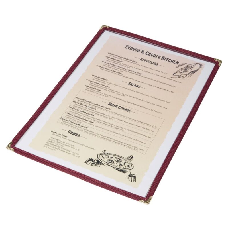 Olympia American Style Menu Cover A4 Burgundy