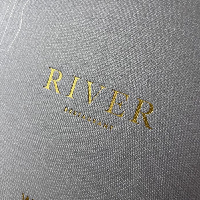 Buckram Menu Cover Gold and Silver Foil