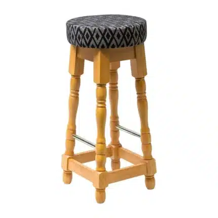 Classic Soft Oak High Bar Stool with Black Diamond Seat