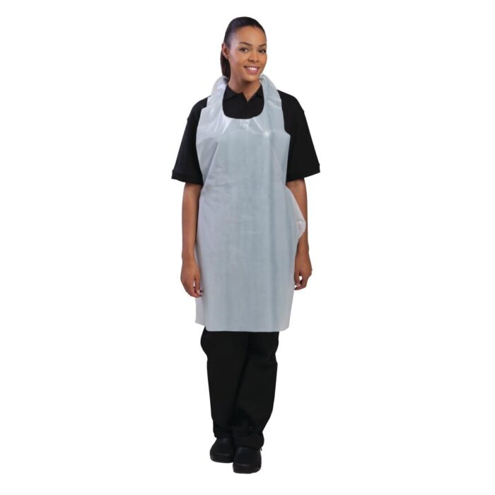 Disposable Polythene Bib Aprons White