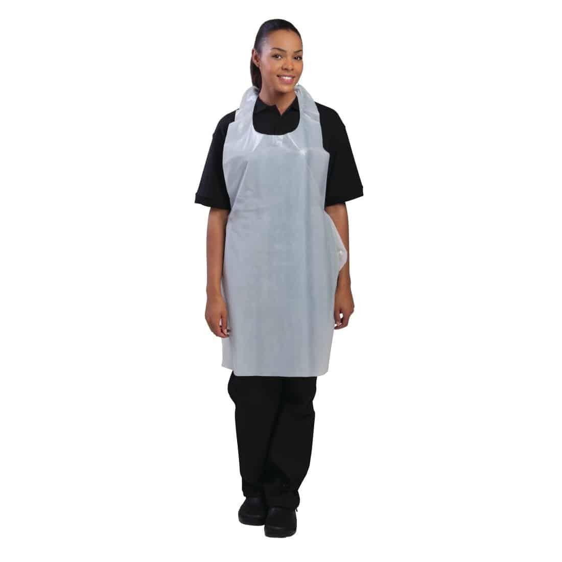 Disposable Polythene Bib Aprons White