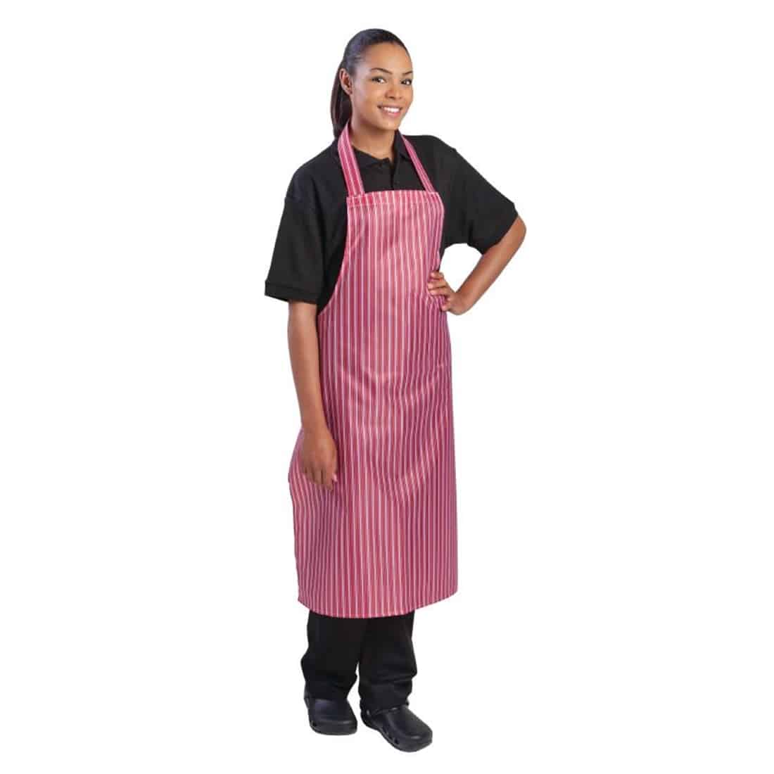 Whites Waterproof Bib Apron Red And White Stripe