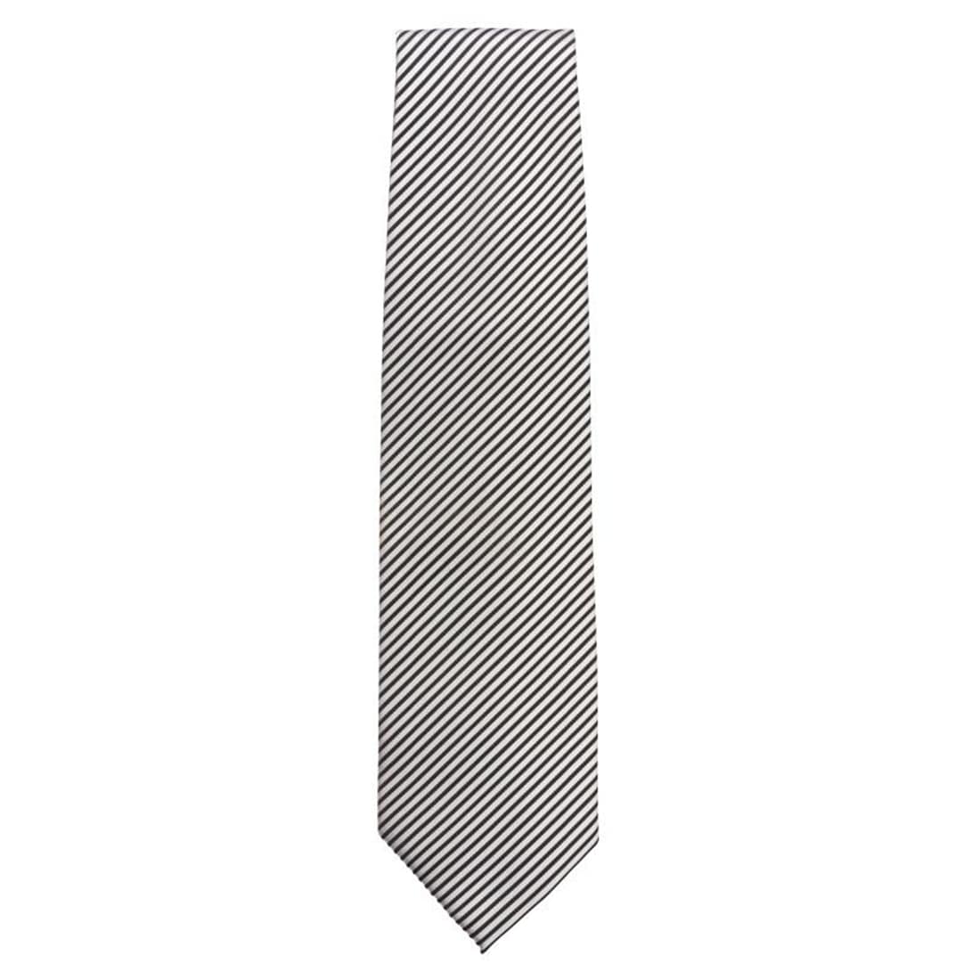 Uniform Works Tie Silver and Black Fine Stripe