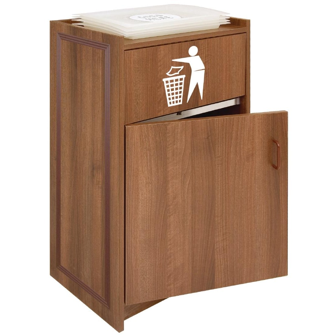 Walnut Litter Bin with Tray Stand 90Ltr