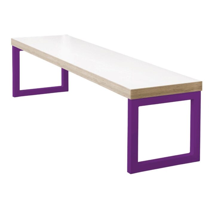 Bolero Dining Bench White with Violet Frame 3ft