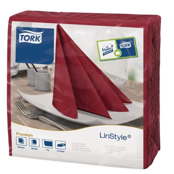 Tork Linstyle Dinner Napkin Burgundy 400mm