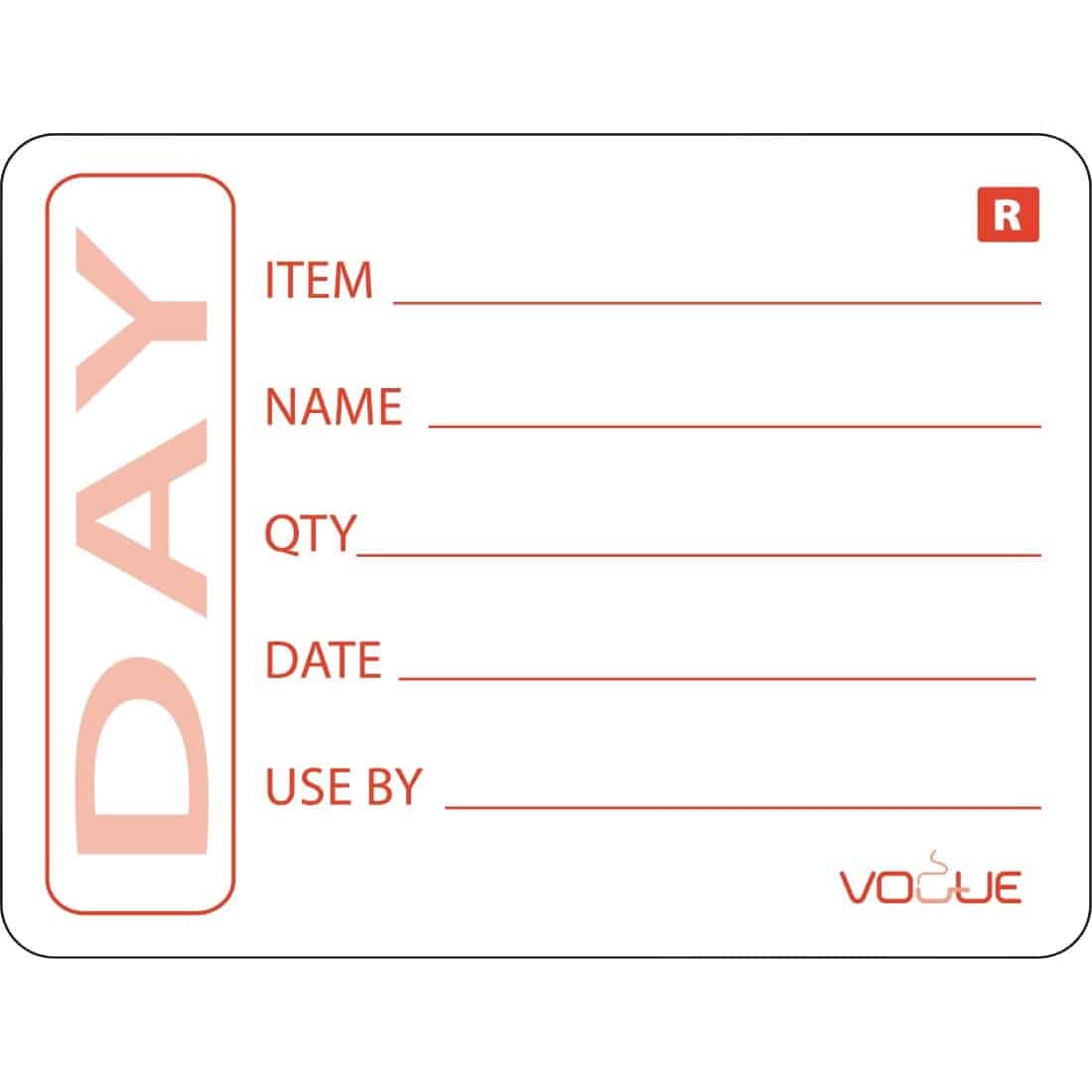 Vogue Removable Prepped Food Labels