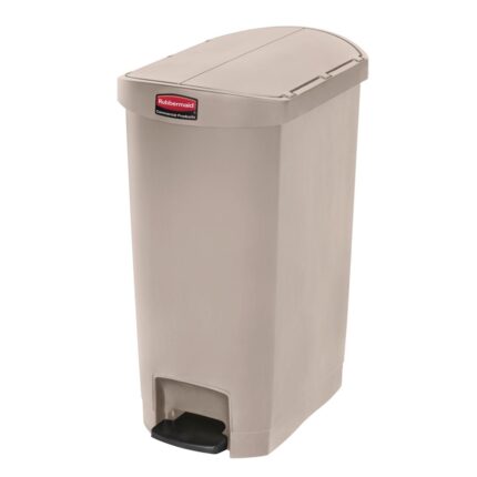 Rubbermaid Slim Jim End Step on Pedal Bin Beige 50Ltr